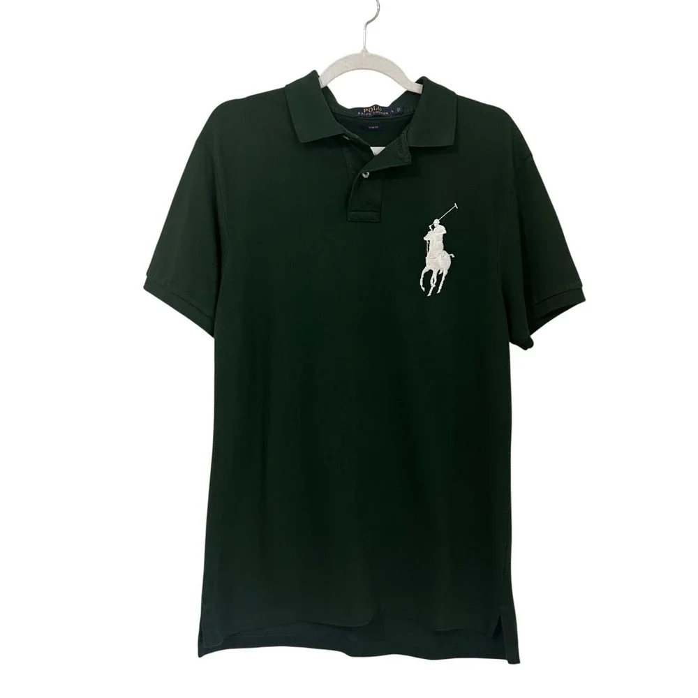 Polo Ralph Lauren Mens Big Pony Slim Fit Mesh Polo Shirt Green Size L Preppy